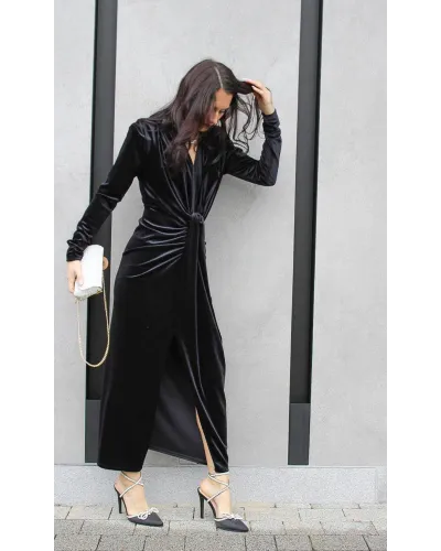 Sukienka „Velvet Desire” – welurowa sukienka z wiązaniem i rozcięciem