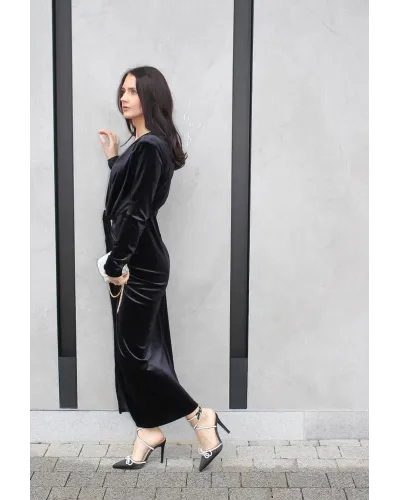 Sukienka „Velvet Desire” – welurowa sukienka z wiązaniem i rozcięciem